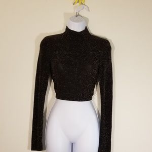 Unknown Brand | Metallic Long Sleeve Crop Top